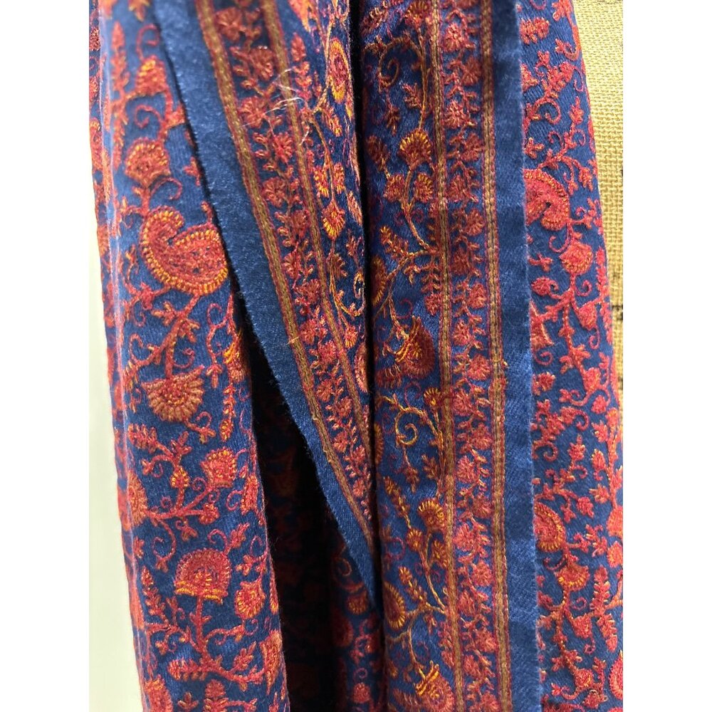 Luxurious Reversible Blue & Red Paisley Shawl Wrap Headcover Long Boho - Picture 7 of 7